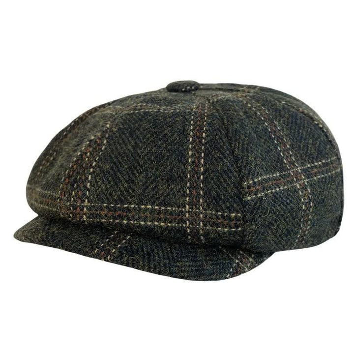 Béret octogonal à carreaux rétro vert foncé de peintres britanniques