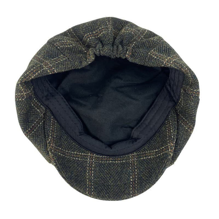 Béret octogonal à carreaux rétro vert foncé de peintres britanniques