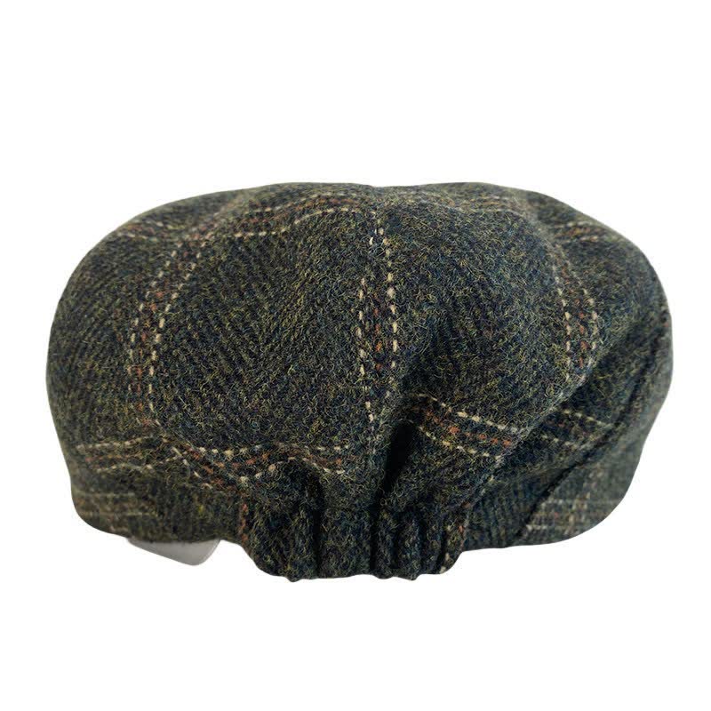 Béret octogonal à carreaux rétro vert foncé de peintres britanniques