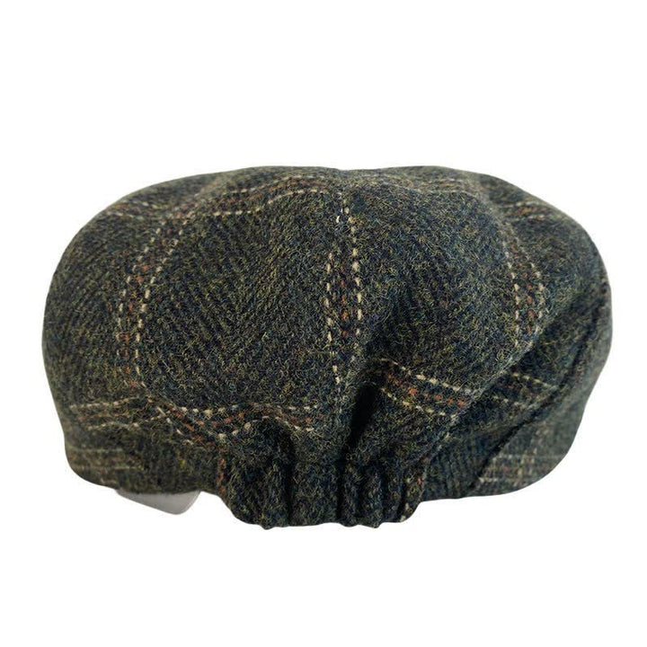 Béret octogonal à carreaux rétro vert foncé de peintres britanniques