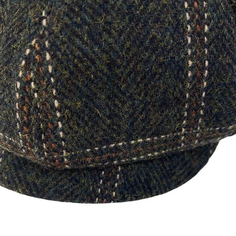 Béret octogonal à carreaux rétro vert foncé de peintres britanniques