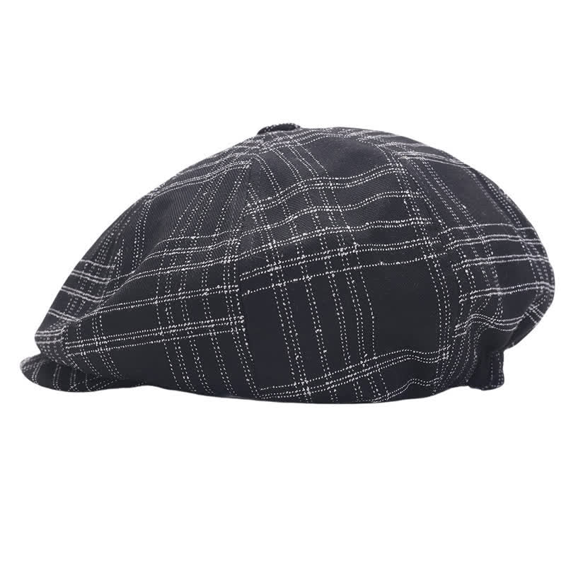 Béret de cow-boy octogonal simple à carreaux noirs et blancs