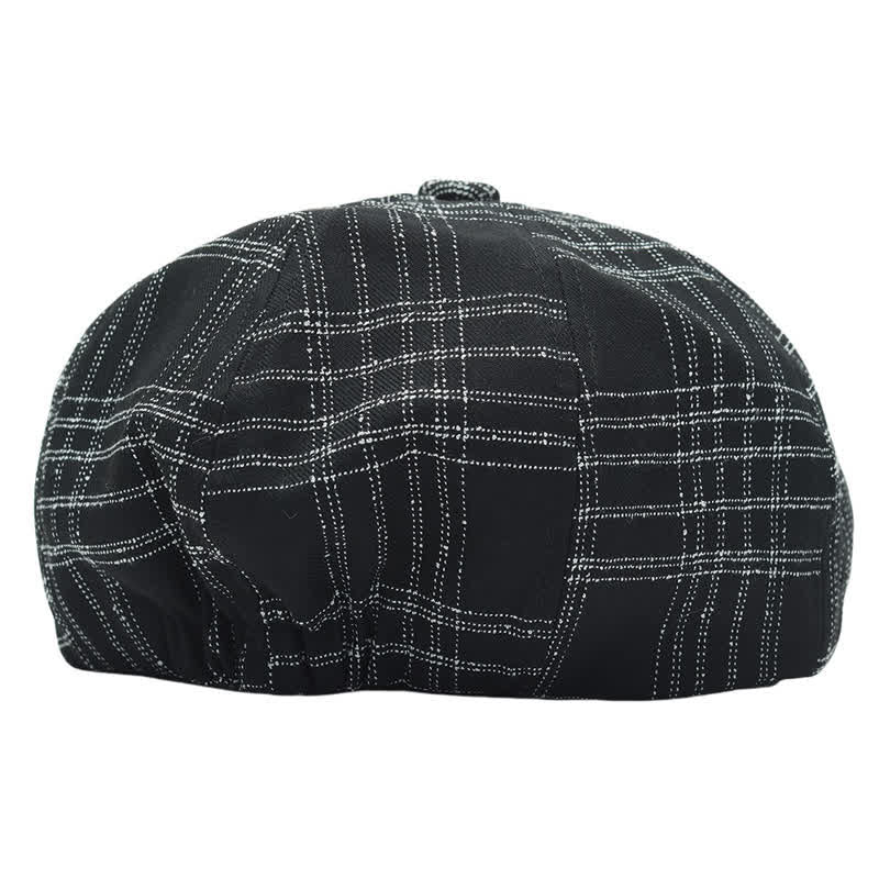 Béret de cow-boy octogonal simple à carreaux noirs et blancs