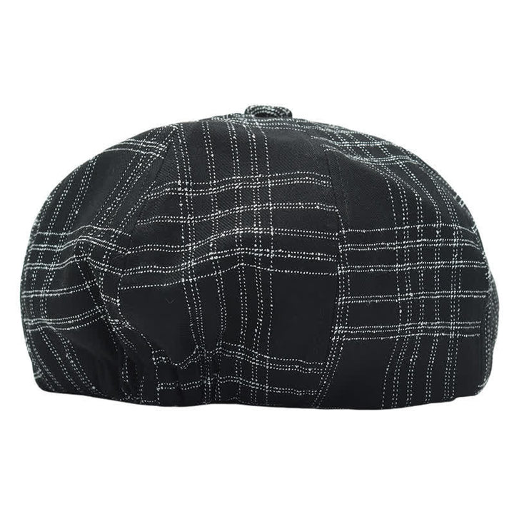 Béret de cow-boy octogonal simple à carreaux noirs et blancs