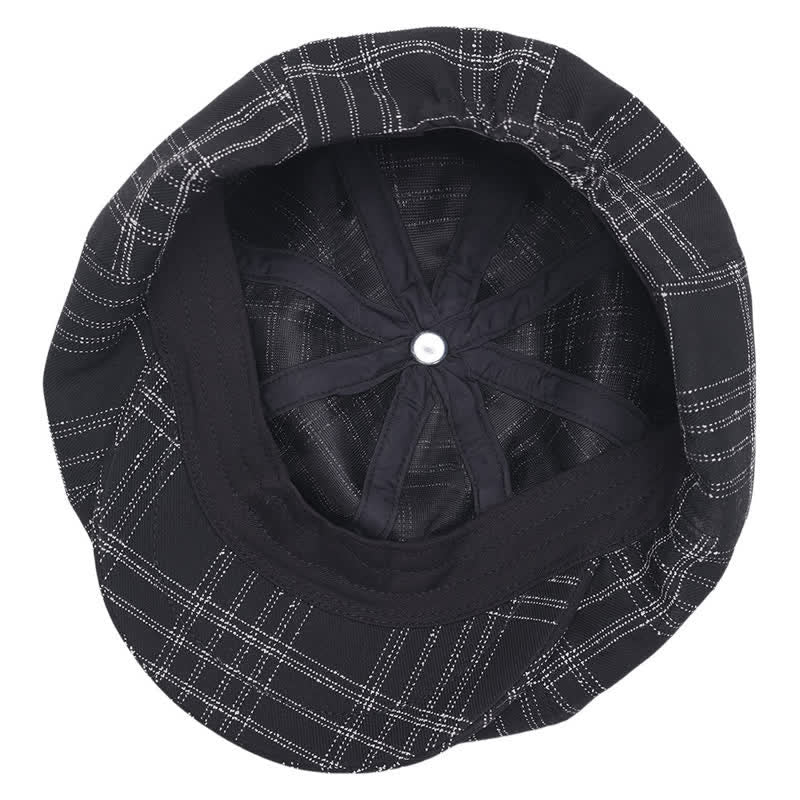 Béret de cow-boy octogonal simple à carreaux noirs et blancs