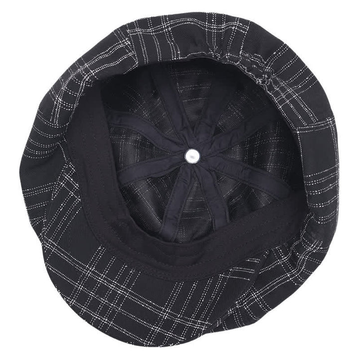 Béret de cow-boy octogonal simple à carreaux noirs et blancs