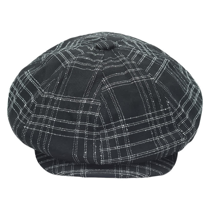 Béret de cow-boy octogonal simple à carreaux noirs et blancs