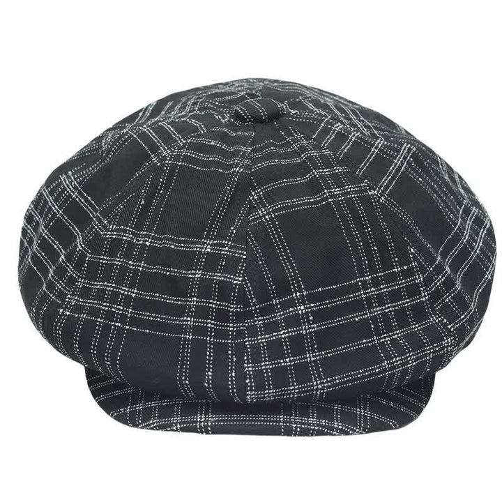 Béret de cow-boy octogonal simple à carreaux noirs et blancs