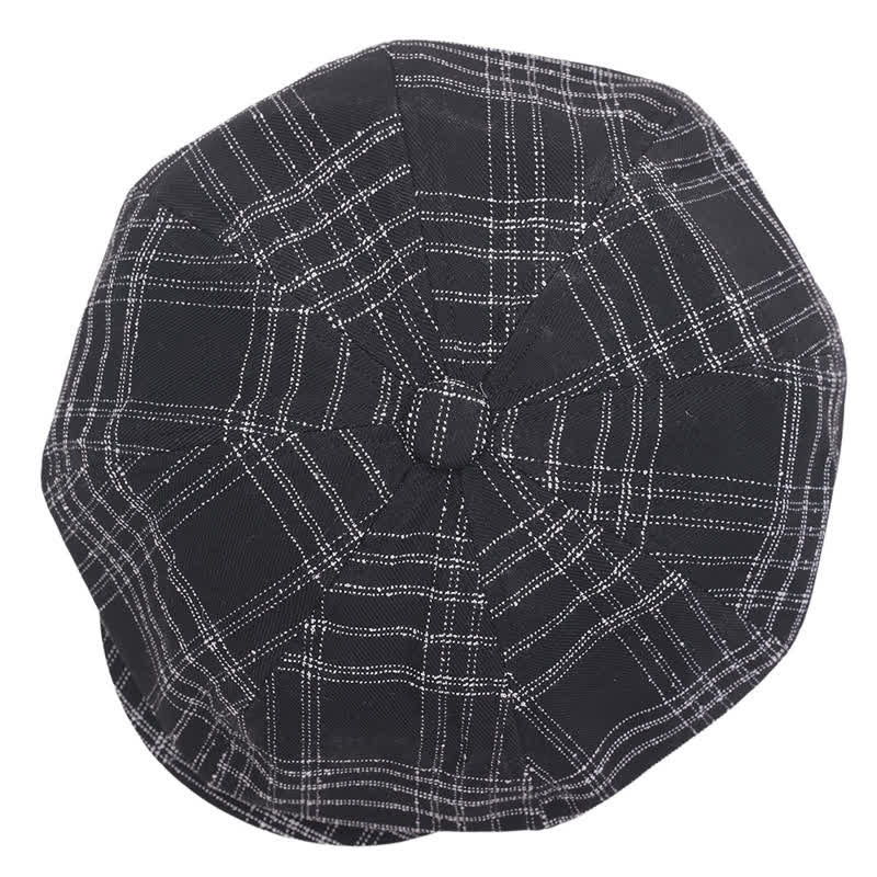 Béret de cow-boy octogonal simple à carreaux noirs et blancs