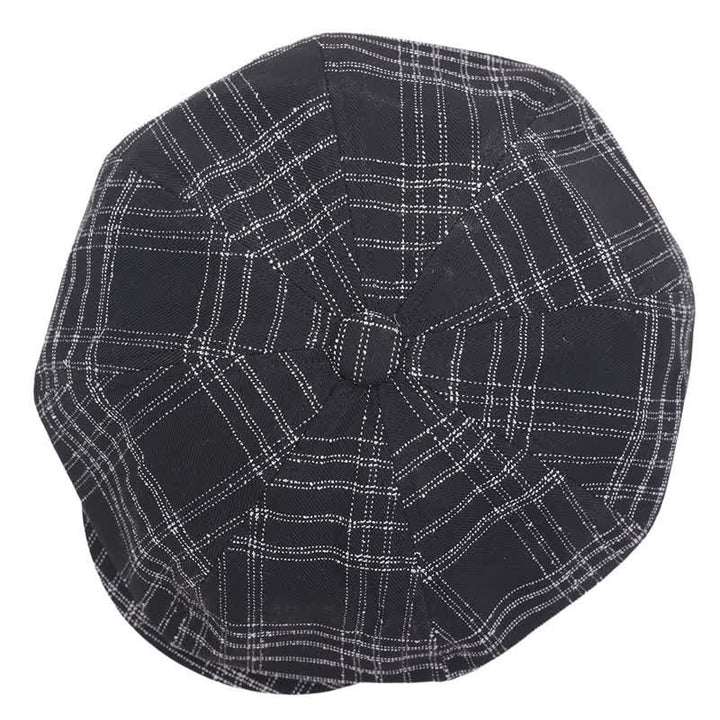 Béret de cow-boy octogonal simple à carreaux noirs et blancs