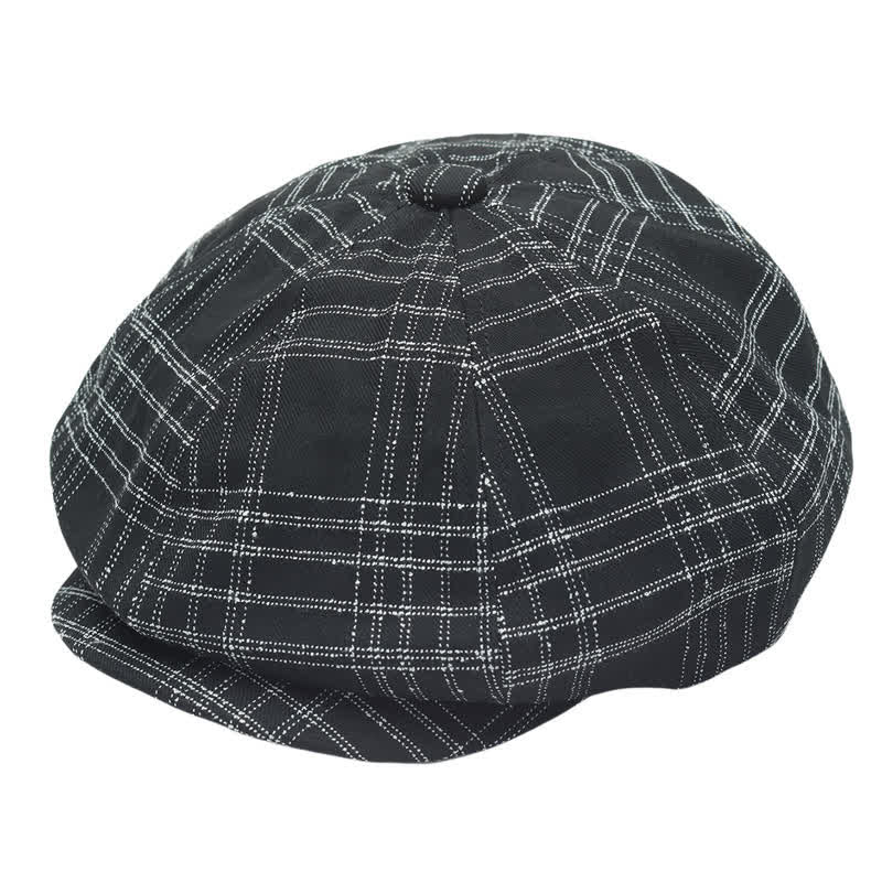 Béret de cow-boy octogonal simple à carreaux noirs et blancs