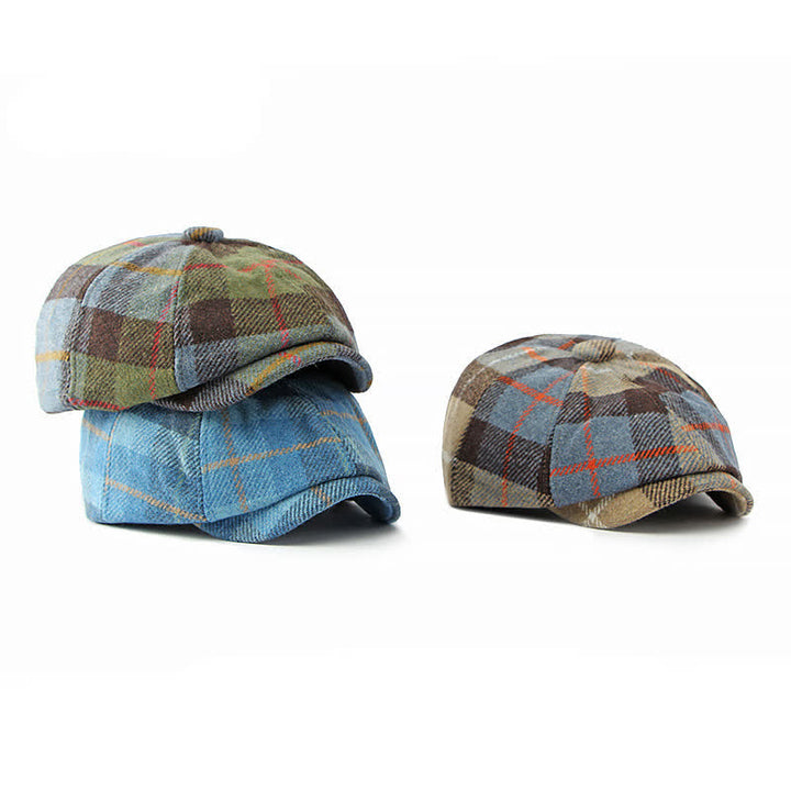 Béret de gavroche en tweed de laine synthétique
