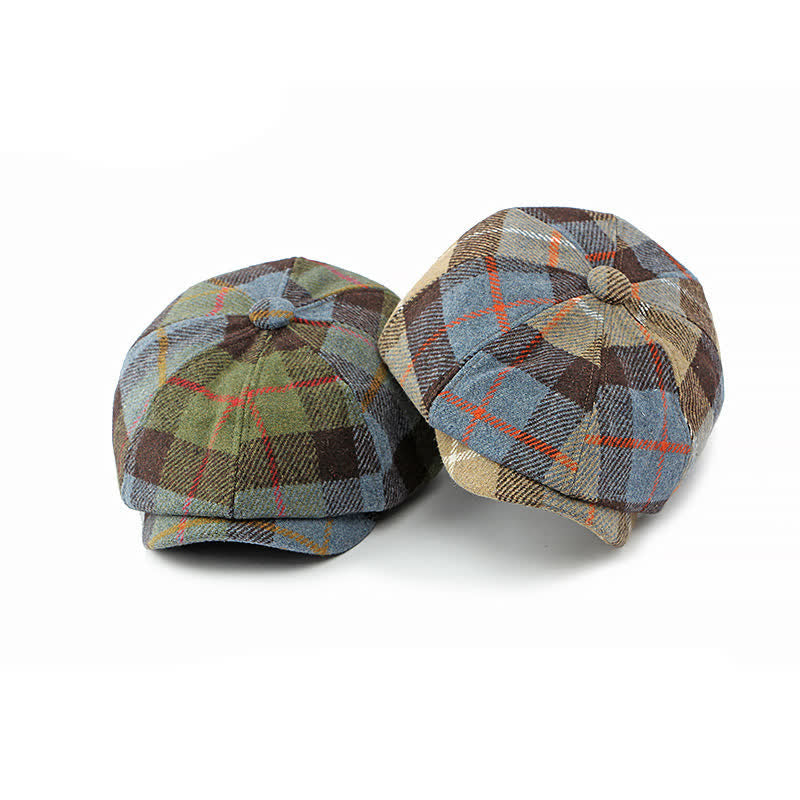 Béret de gavroche en tweed de laine synthétique