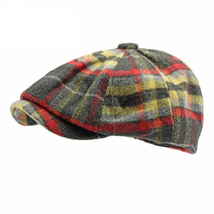 Casquette gavroche traditionnelle à carreaux à huit panneaux, béret britannique