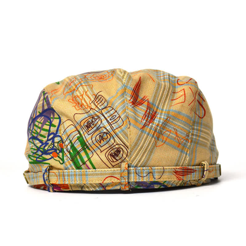 Béret à carreaux à motif graffiti unique et élégant