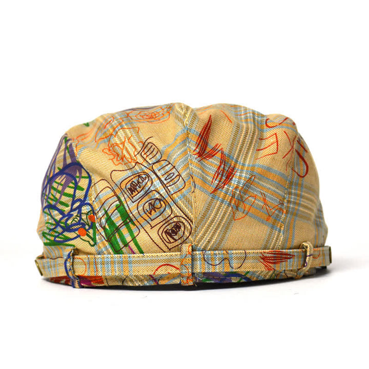Béret à carreaux à motif graffiti unique et élégant