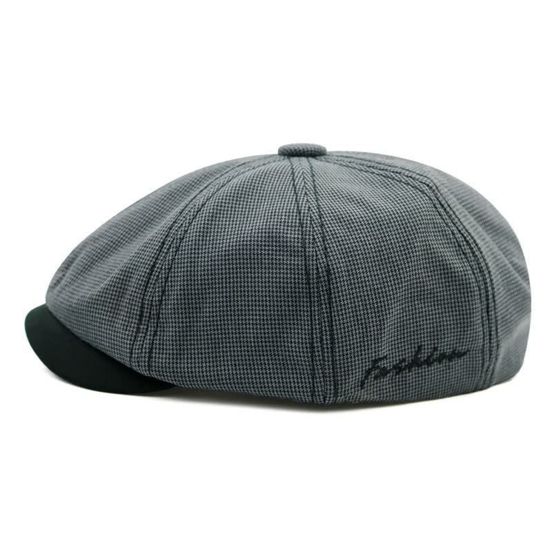 Béret décontracté à motif pied-de-poule et patchwork de couleurs