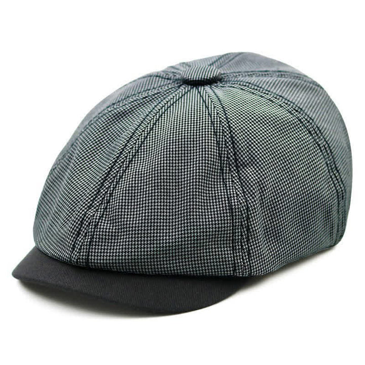 Béret décontracté à motif pied-de-poule et patchwork de couleurs