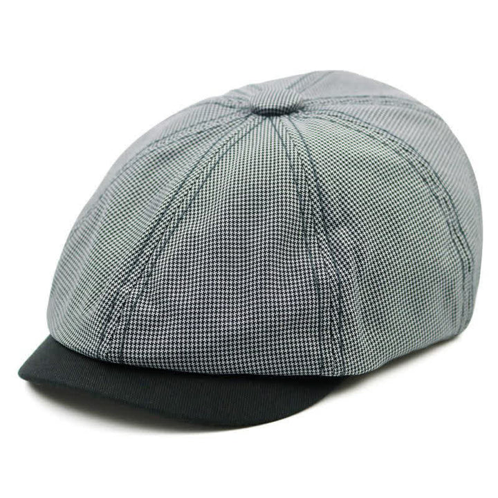 Béret décontracté à motif pied-de-poule et patchwork de couleurs