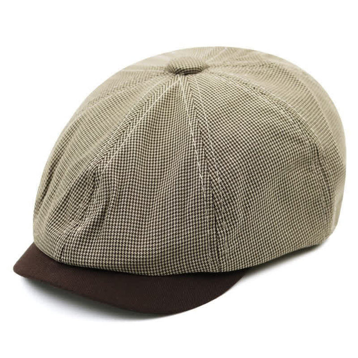 Béret décontracté à motif pied-de-poule et patchwork de couleurs