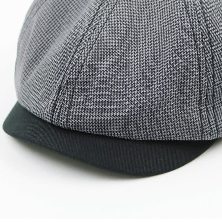 Béret décontracté à motif pied-de-poule et patchwork de couleurs