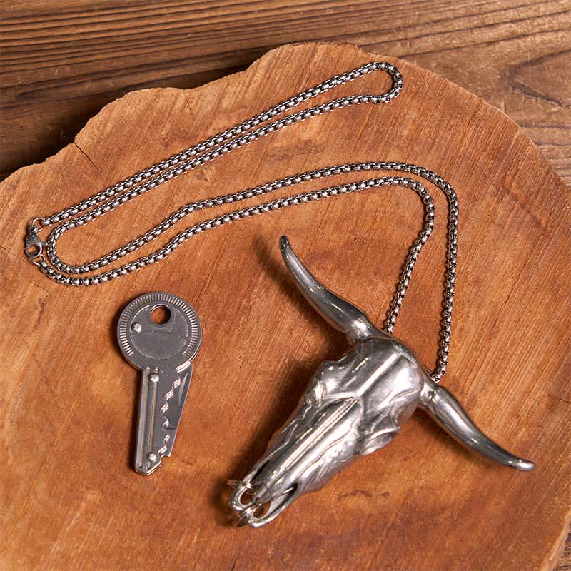 Ensemble de porte-clés en forme de clé avec pendentif taureau Longhorn DIY