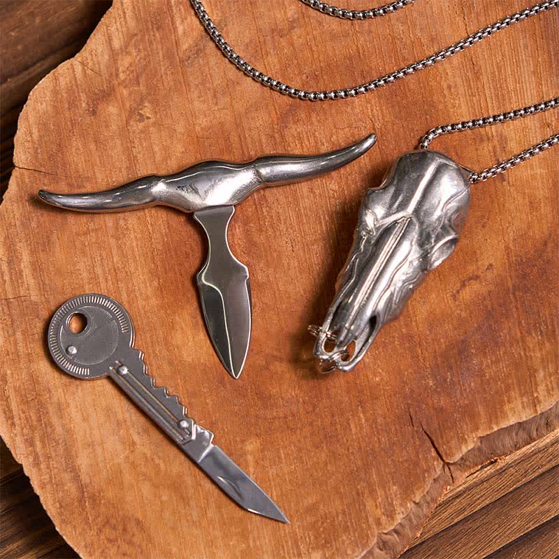 Ensemble de porte-clés en forme de clé avec pendentif taureau Longhorn DIY
