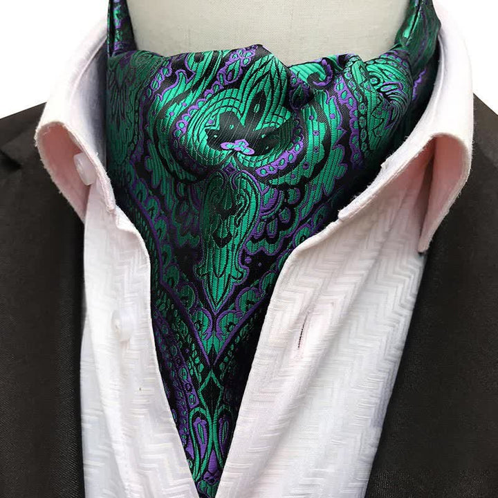 Cravate Ascot à imprimé cachemire vert et violet Magical Fancy