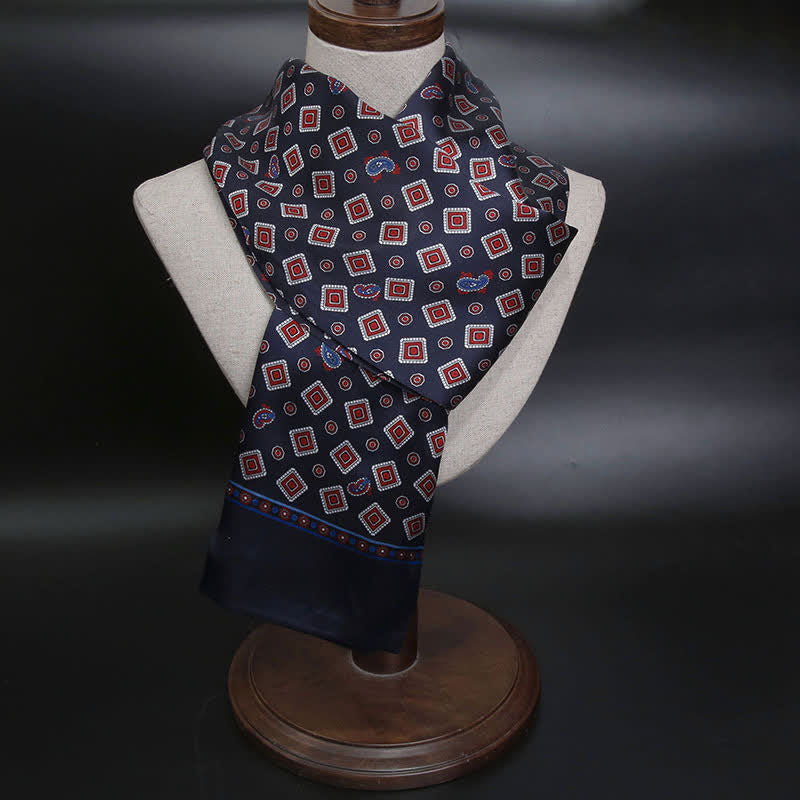 Écharpe longue et fine en pure soie à motif cachemire carré répétitif pour homme