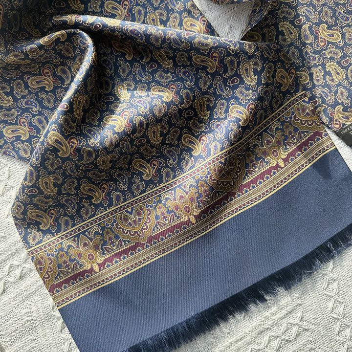 Écharpe longue et fine en pure soie à motif cachemire pour homme, de style britannique