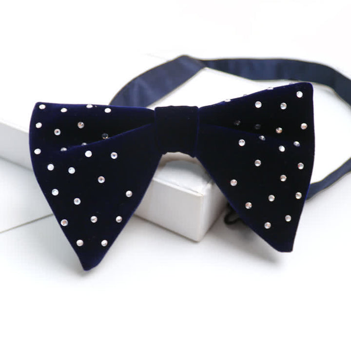 Nœud papillon surdimensionné en velours à strass pour homme