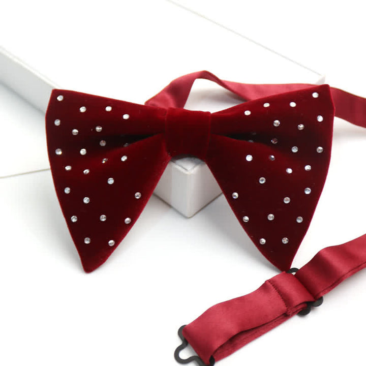 Nœud papillon surdimensionné en velours à strass pour homme