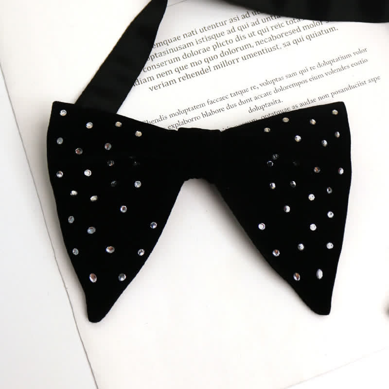 Nœud papillon surdimensionné en velours à strass pour homme