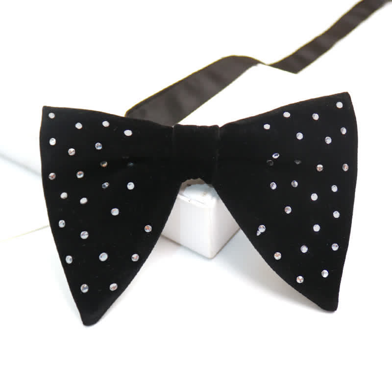 Nœud papillon surdimensionné en velours à strass pour homme
