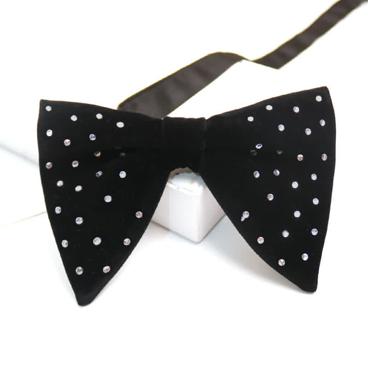 Nœud papillon surdimensionné en velours à strass pour homme