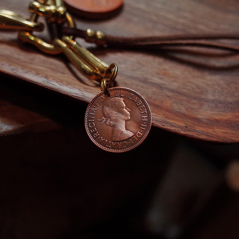 Porte-clés en cuir avec clip de ceinture en laiton antique de style mécanique