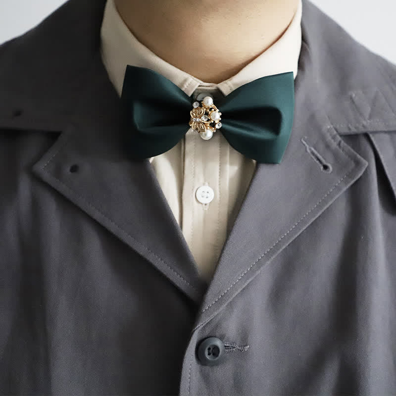 Nœud papillon pour homme en fausses perles et fleurs dorées