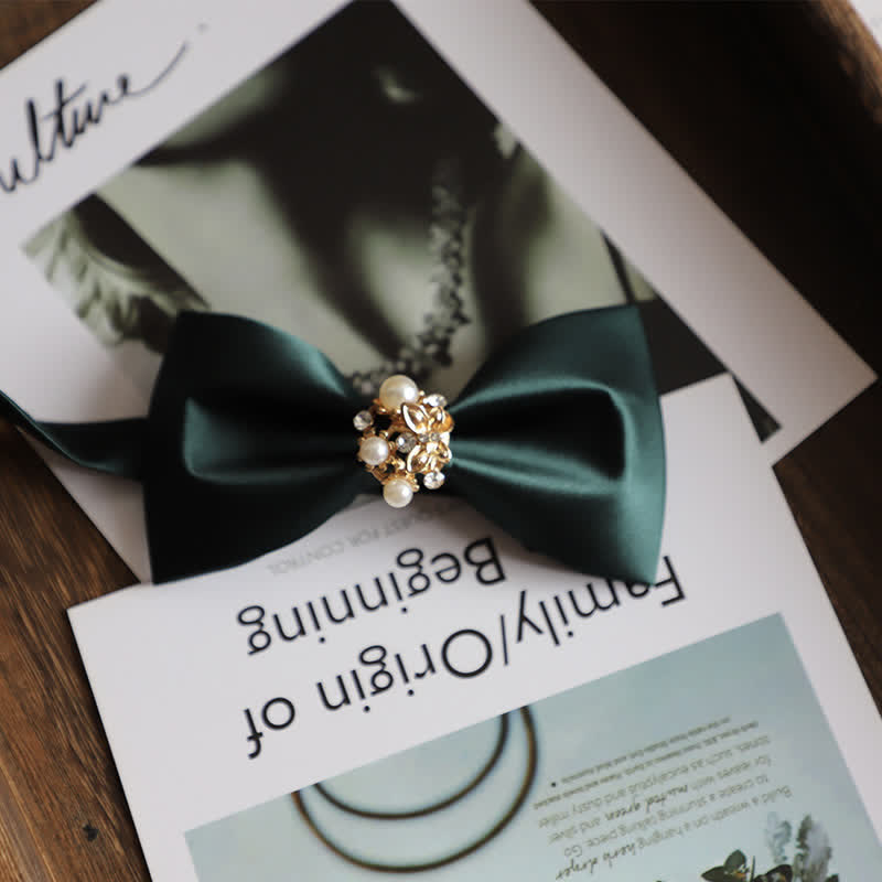 Nœud papillon pour homme en fausses perles et fleurs dorées