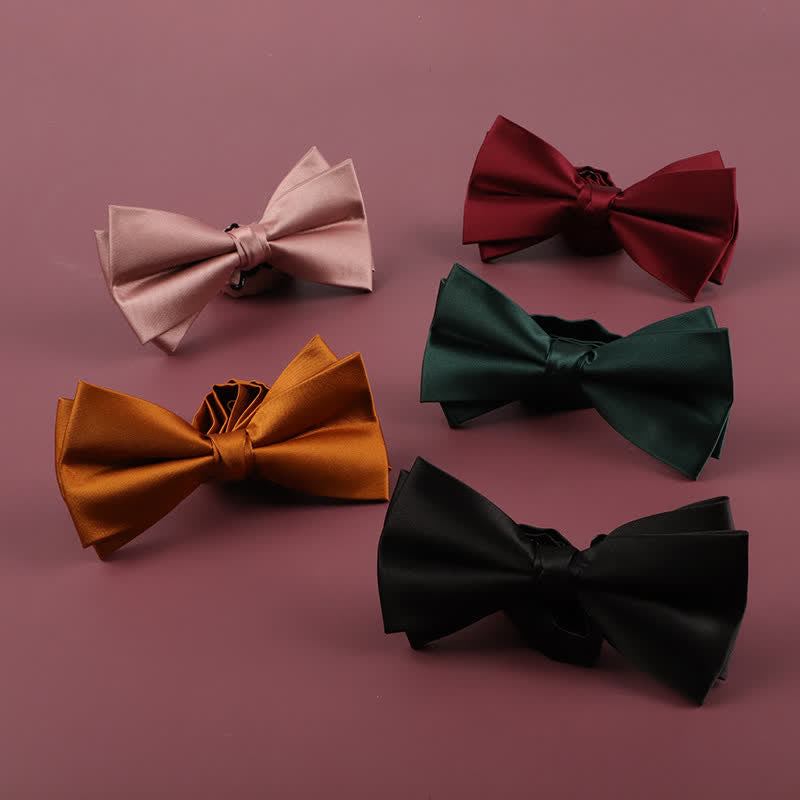 Nœud papillon double épaisseur de couleur unie pour homme - image 4