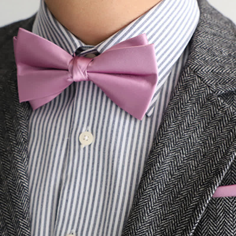 Nœud papillon double épaisseur de couleur unie pour homme - image 10