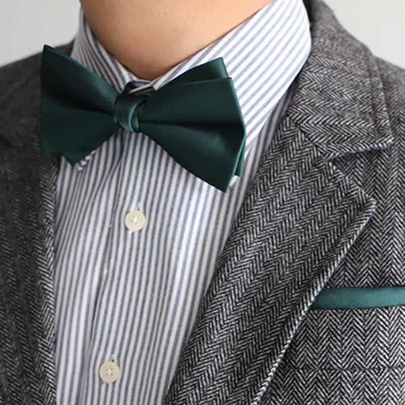 Nœud papillon double épaisseur de couleur unie pour homme - image 7