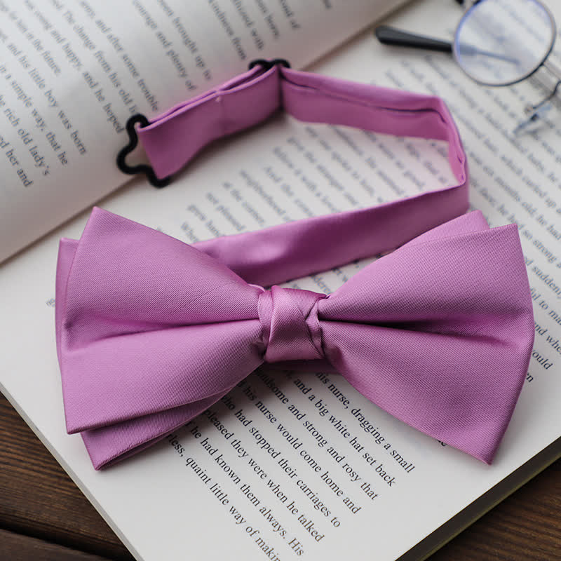 Nœud papillon double épaisseur de couleur unie pour homme - Violet - Noeud papillon - image 11