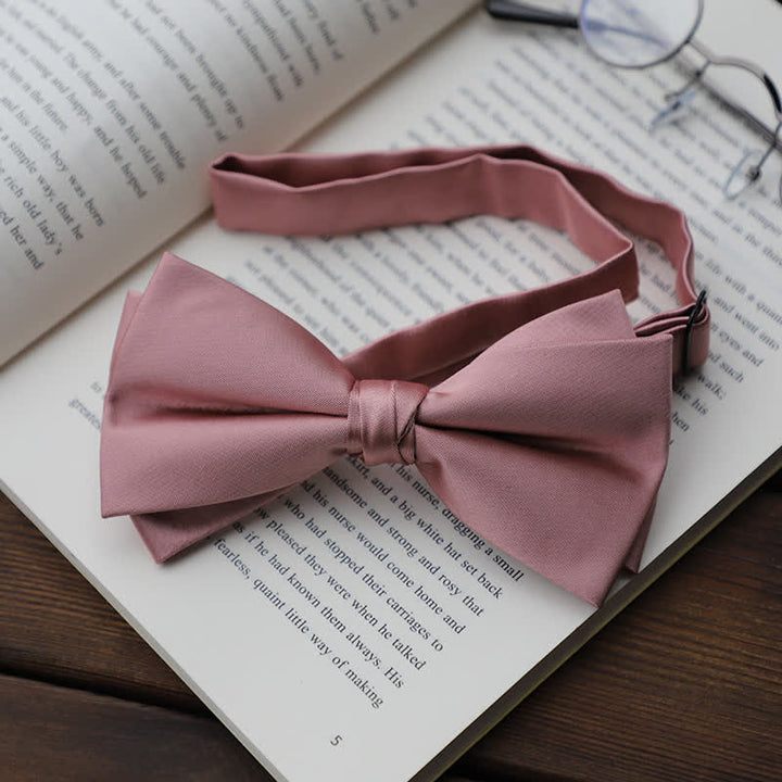 Nœud papillon double épaisseur de couleur unie pour homme - Rose - Noeud papillon - image 21