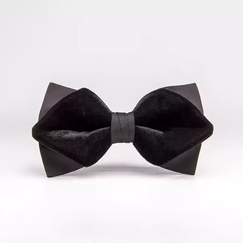 Noeud papillon double épaisseur en velours noir noble pour homme