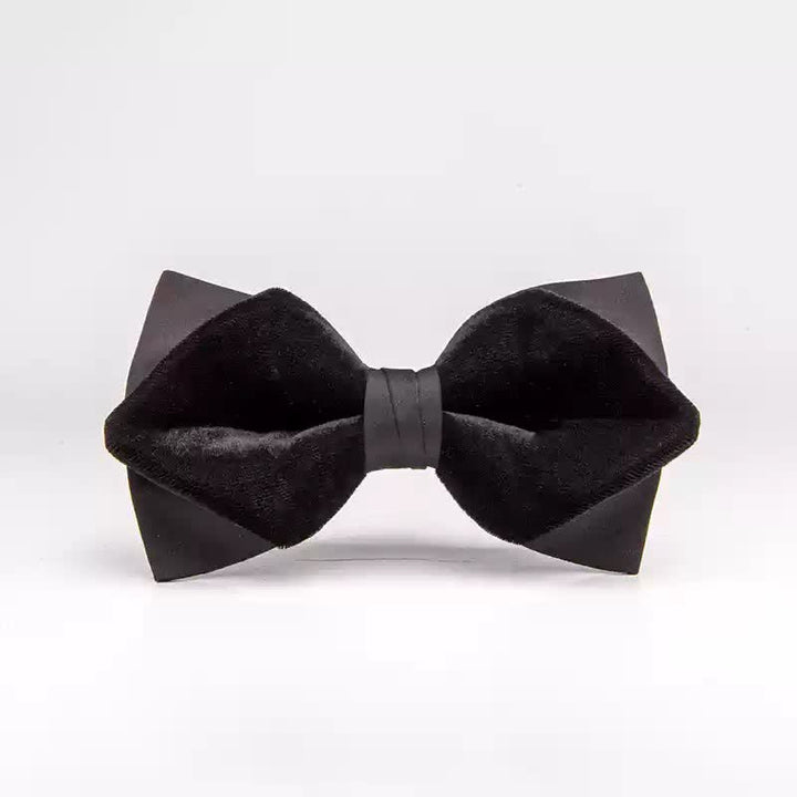 Noeud papillon double épaisseur en velours noir noble pour homme