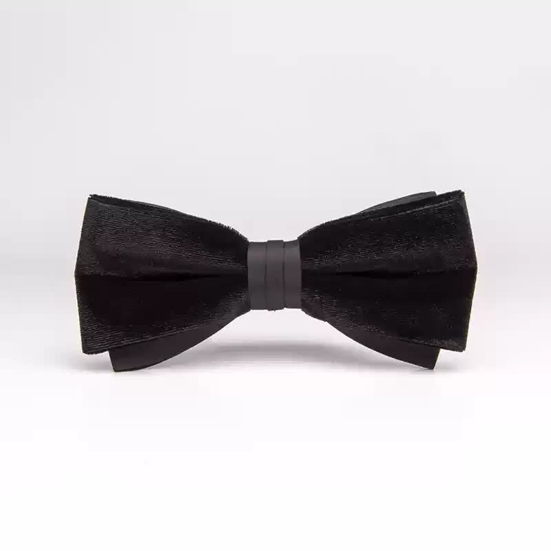 Noeud papillon double épaisseur en velours noir noble pour homme