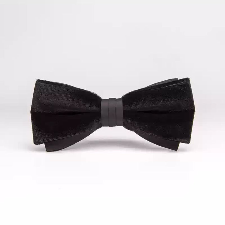 Noeud papillon double épaisseur en velours noir noble pour homme