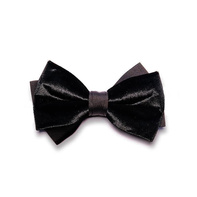 Noeud papillon double épaisseur en velours noir noble pour homme