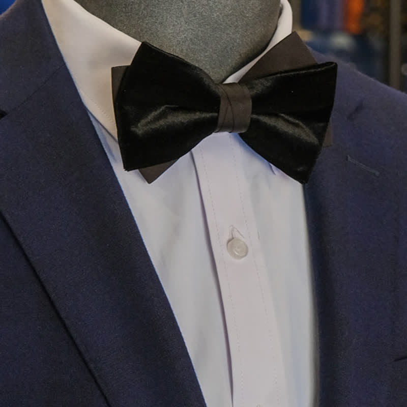 Noeud papillon double épaisseur en velours noir noble pour homme