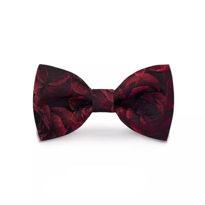 Nœud papillon en jacquard à roses bordeaux pour homme
